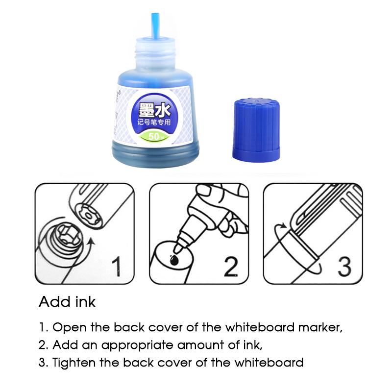 50ml Marker Ink,Black,Red,Blue Marker Ink Filler Liquid,Oil-Based Ink,Waterproof,Quick-Drying,Non-Erasable,1Box