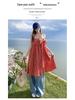 American Trendy Spicy Girl: Versatile Plaid Pleated Long Skirt + Strapless Plaid Umbrella Top