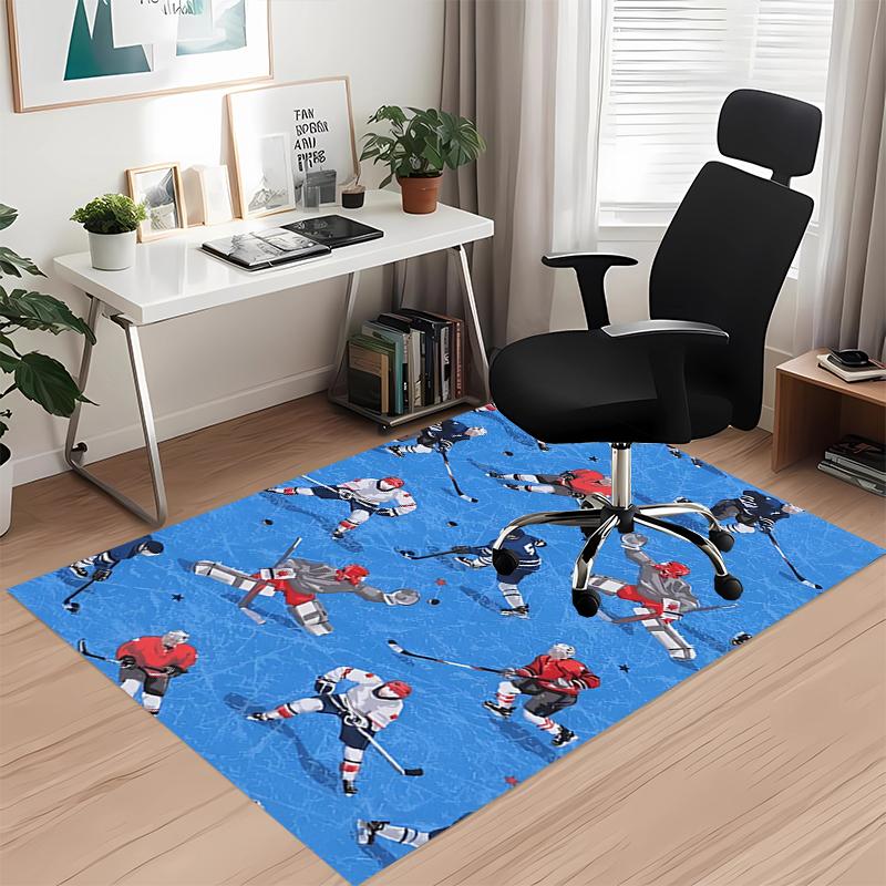 ice hockey Printed Carpet, for Office Chair Living Room Bedroom Kitchen Room Decor Gifts.