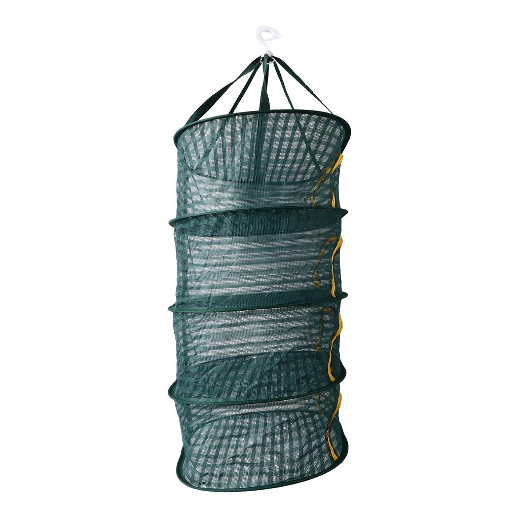 4 Layer Herb Drying Rack with U Shaped Zipper Dark Green Foldable High Elastic Fine Mesh Plant