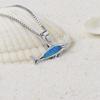 Dainty Blue Opal Shark Pendant Necklace with Sweater Chain