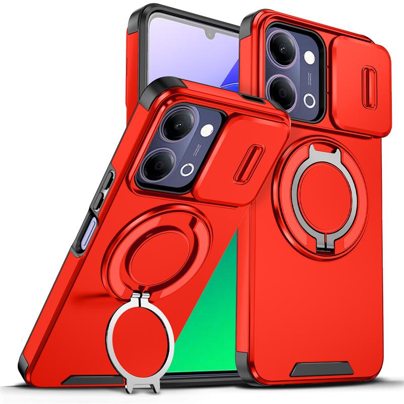 Slide Camera Protect Cover For Vivo Y05 Y11D 4G Y21D Y31 Y31D Y500i Case Magnetic Ring Holder Shockproof Armor Phone Cases Coque