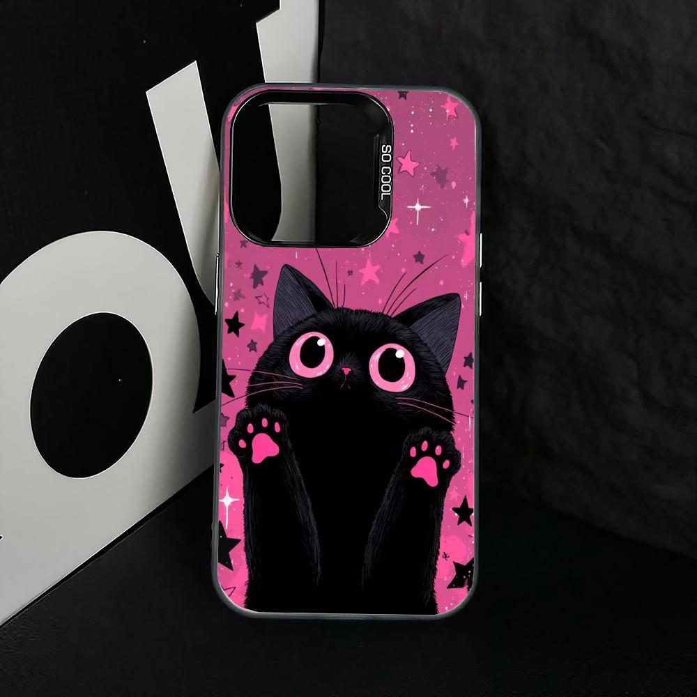 Black Cat Pattern Phone Case Case for iPhone17 16 15 14 13 12 11 Pro/ Max/Plus Shock-proof Rear Cover Anti-fingerprint