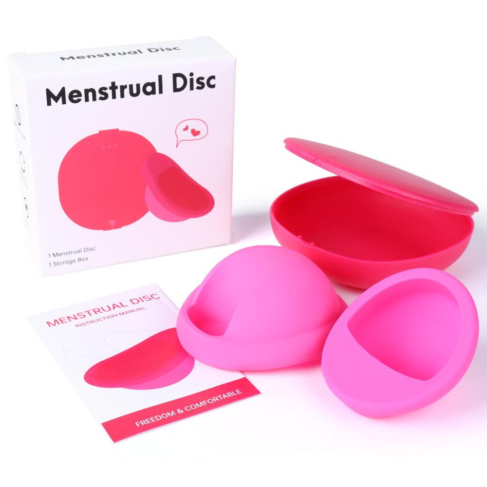 Silicone Menstrual Disc Cup with Storage Box and Built-in Handle for Women