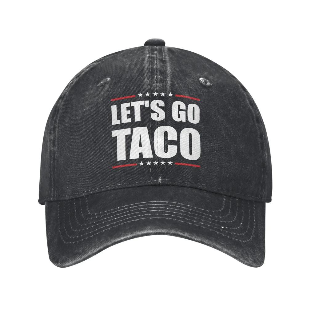 Let's Go Taco Baseballkappen Vintage Used Denim Gewaschen Sonnenschirm Unisex Stil Outdoor Alle Jahreszeiten Reise Geschenk Kappen Hut
