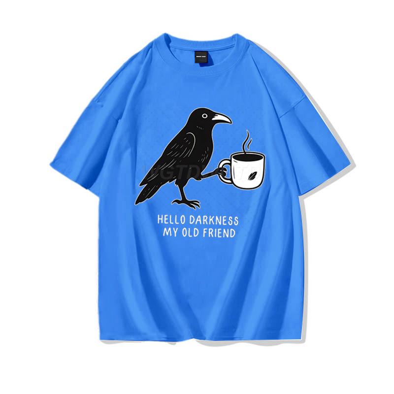 Raven Crow Coffee Shirt for Women Unisex Funny Gift for Coffee Lover Cotton Tshirt Womens Unisexs Oversized Comfort Colors Tee Top