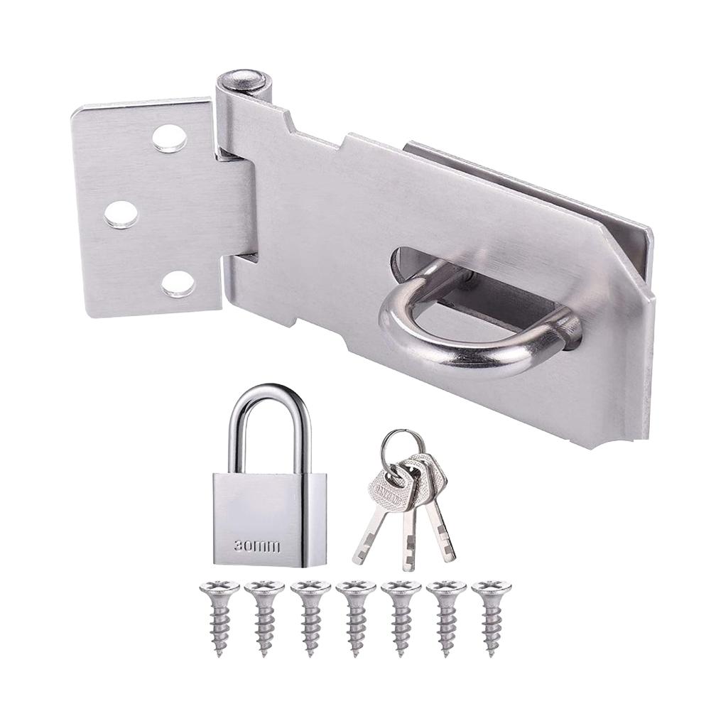 

Padlock Hasp Latch Lock Padlock Clasp Hasp Stainless Steel Buckle Hardware 90 Degree Right Angle Anti-Theft Buckle Lock