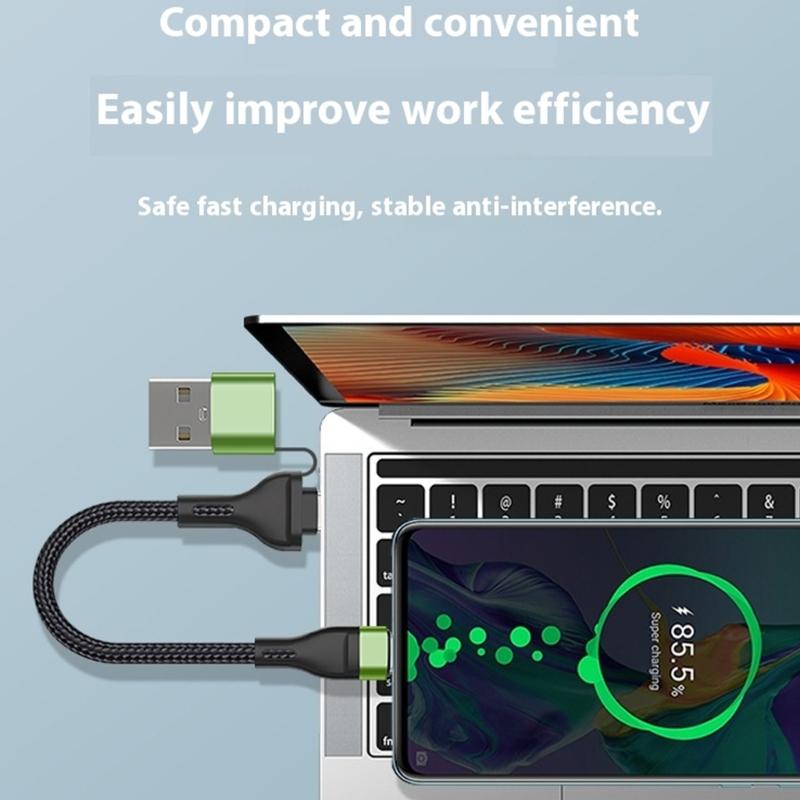 Data Cable USB+USB C to Type C Fast Charging Cord Short Cable 60W Type C For Mobile Phone Portable Laptop Accessories