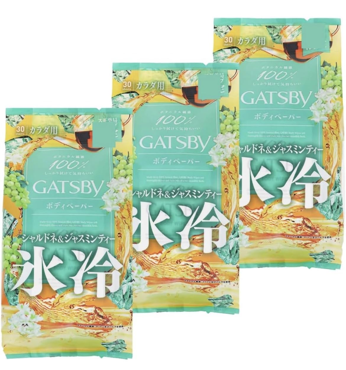 

GATSBY Бумажные салфетки для тела с высоким содержанием ментола и 30 листов x 3 пакетика Жасминовый чай [Набор для продажи] [Квази-лекарственное средство] Ледяное содержание, Антиперспирант, Антиперспирант,