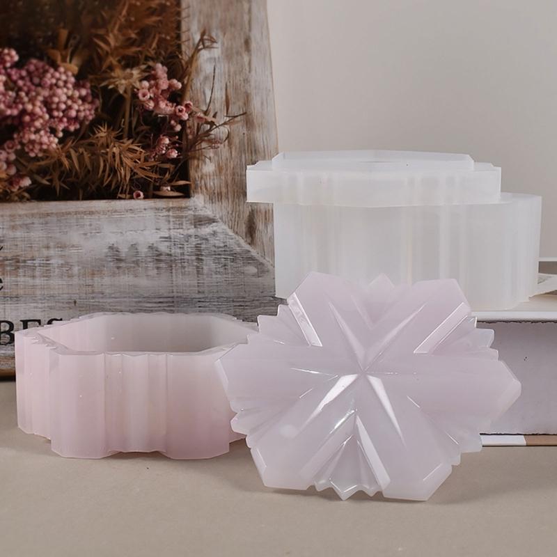 2Pcs Epoxy Crystal 3D Anniversary Six-pointed Star Container Storage Box Molds for Rings Jewelry Storage Home Decor