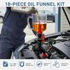 18-in-1 Spill-Proof Universal Auto Engine Oil Funnel Kit 12 Adapters Included for Most Vehicles Garage Use