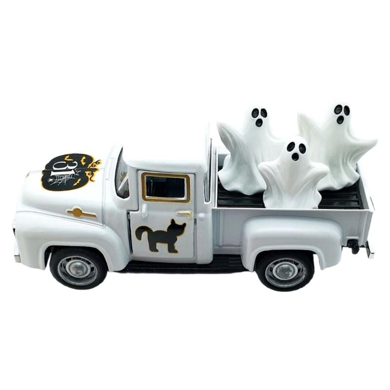 Antique Miniature Haunted Ghostly Truck Ornament Metal Shelf Decors Farmhouses Kitchen Accent For Halloween Enthusiasts