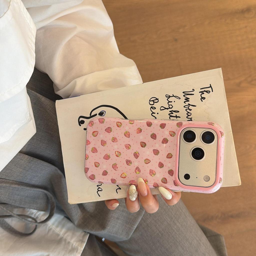 Sweet Strawberry Case for iPhone 17 Pro Max/16 Pro - Girl's Drop-Proof Protection