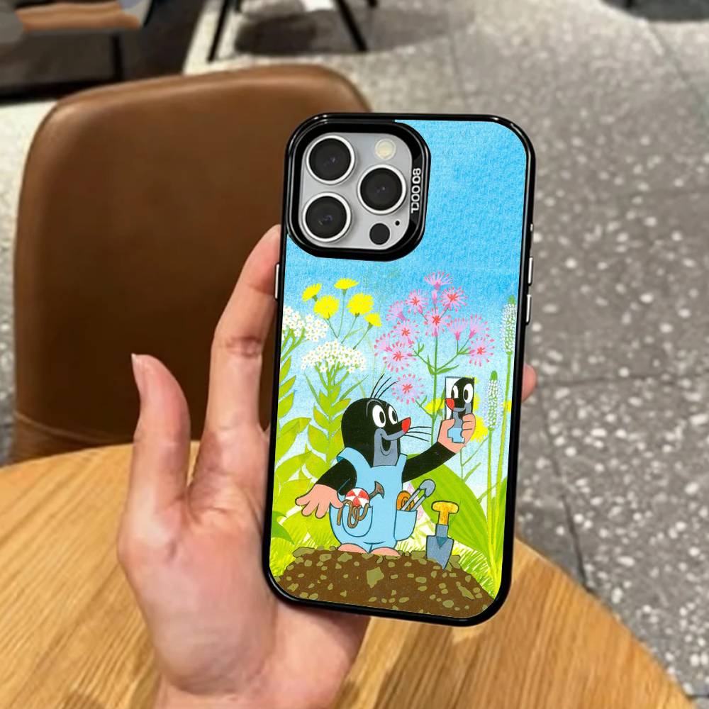 

Sweet Cartoon T-The L-Little Mole Phone Case For iPhone17,16,15,14,13,12,11 Plus,Pro Max Colored Silver Plated Inside Cover iPhone17PRO