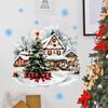 Watercolor Santa Claus Snow Scene Cottage Wall Sticker for Bedroom Entrance, Study Wall Decoration