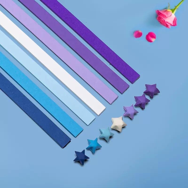 210/540Pcs Lucky Wish Star Decoration Origami Lucky Star Ribbons Colors Strips Paper Folding Kit Wishing Star For Kids