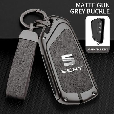 AAFG1 Étui en Cuir pour Clé de Voiture Coque Support Porte-clés pour Leon FR MK4 Cupra 2020 2021 Formentor Tarraco 3 Boutons Accessoires Porte-clés