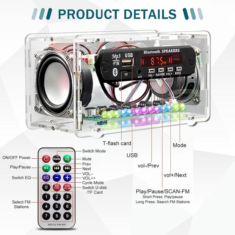 DIY Bluetooth-Compatible Speaker Kit LED FM Radio USB Mini Home Sound Amplifier with Digital Display Soldering Project Practice