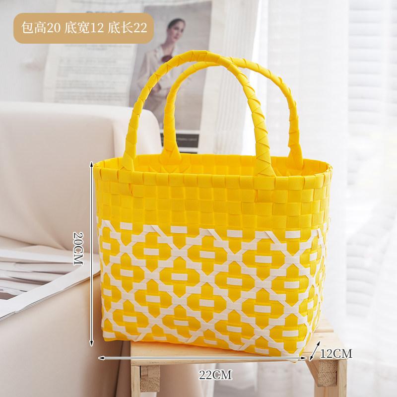 Weaving Handbag Ins Shopping Shopping Basket Beach Picnic Outdoor Hand Carry Vegetable Basket Versatile Fashion Vacation Bag
