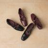 Krazing Pot Sheepskin Round Toe Thick Low Heels Spring Shoes Buckle Big Size 42 Women Mary Janes Pumps