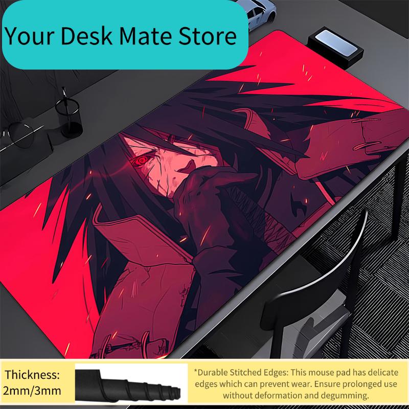 Office Mouse Pad Naruto Madara Uchiha Anime Gaming Accessories Large Carpet Gamer Computer Keyboard Pad Rubber Desk Mat Mausepad