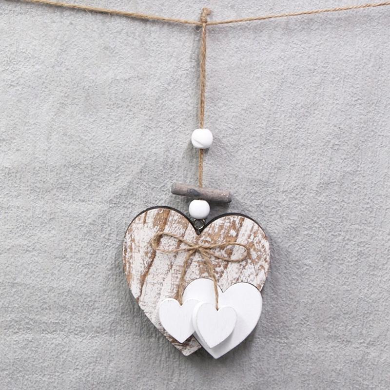 Natural Wooden Heart Shaped Adornment Bedroom Decorative Pendant Hanging Ornament for Weddings and Special Occasion