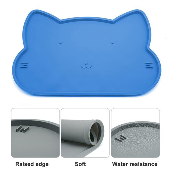 Yousheng Katzenfuttermatte Rutschfest Wasserdicht mit erhöhtem Rand Auslaufsicher Hält Ordnung Haustierfuttermatte Hund Katze Zubehör
