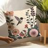 2 Natürliche Pflanzen-, Vogel- und Blumen-Drucke Kissenbezug Heim Wohnzimmer Dekoration Leinen Kissenbezug Kissenbezüge Kissenbezug