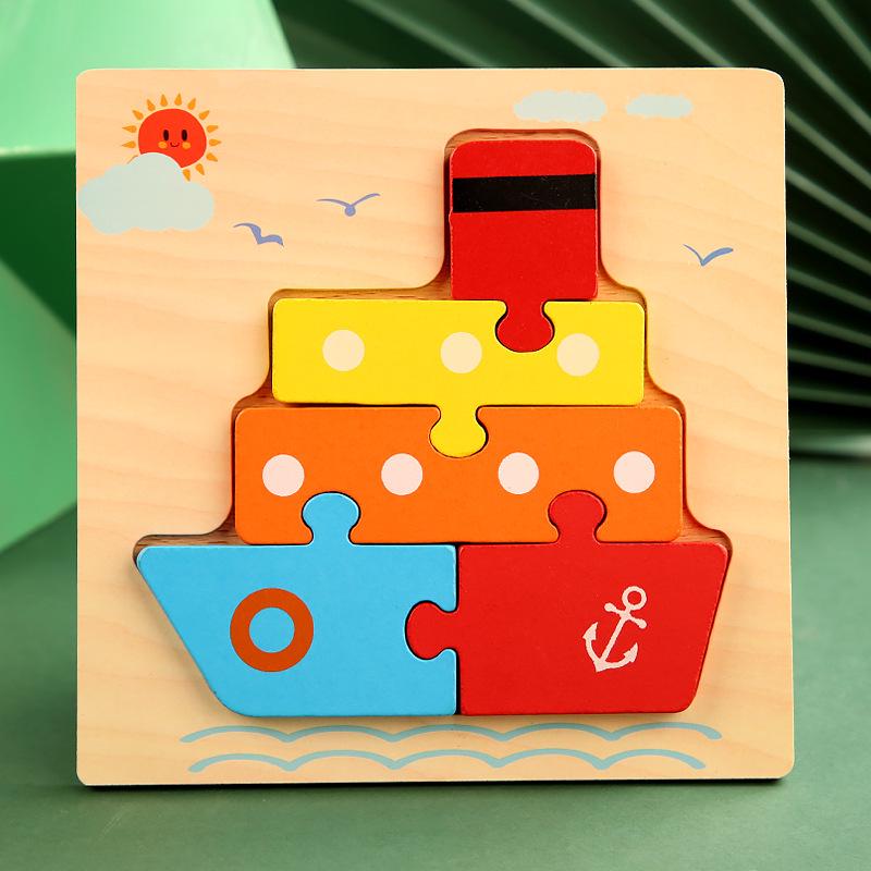 Wooden 3D Educational Puzzle for Toddlers - Interactive, Creative Hands-on Toy for Ages 1-3