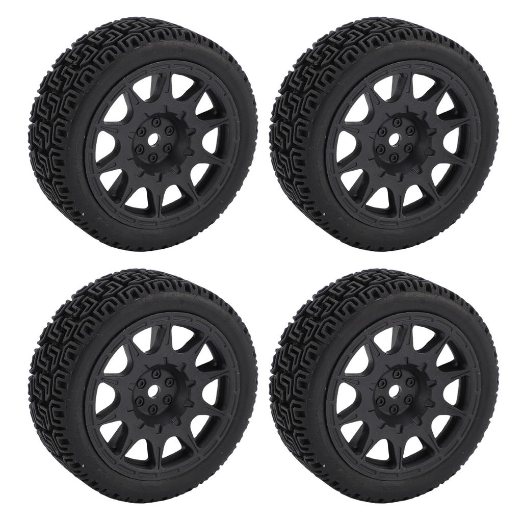4PCS RC Rally Tires Fit for Tamiya TT01 XV02 70mm 1:10 Scale Plastic Nylon RC Car Wheel Hub Tire Black