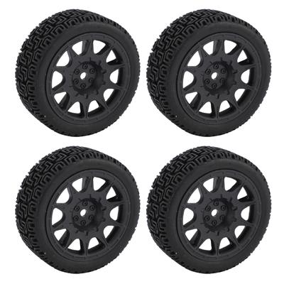 4 ΤΕΜΑΧΙΑ RC Ελαστικά Ράλι Κατάλληλα για Tamiya TT01 XV02 70mm 1:10 Κλίμακα Πλαστικό Νάιλον RC Αυτοκίνητο Τροχός Κέντρο Τροχού Ελαστικό Μαύρο