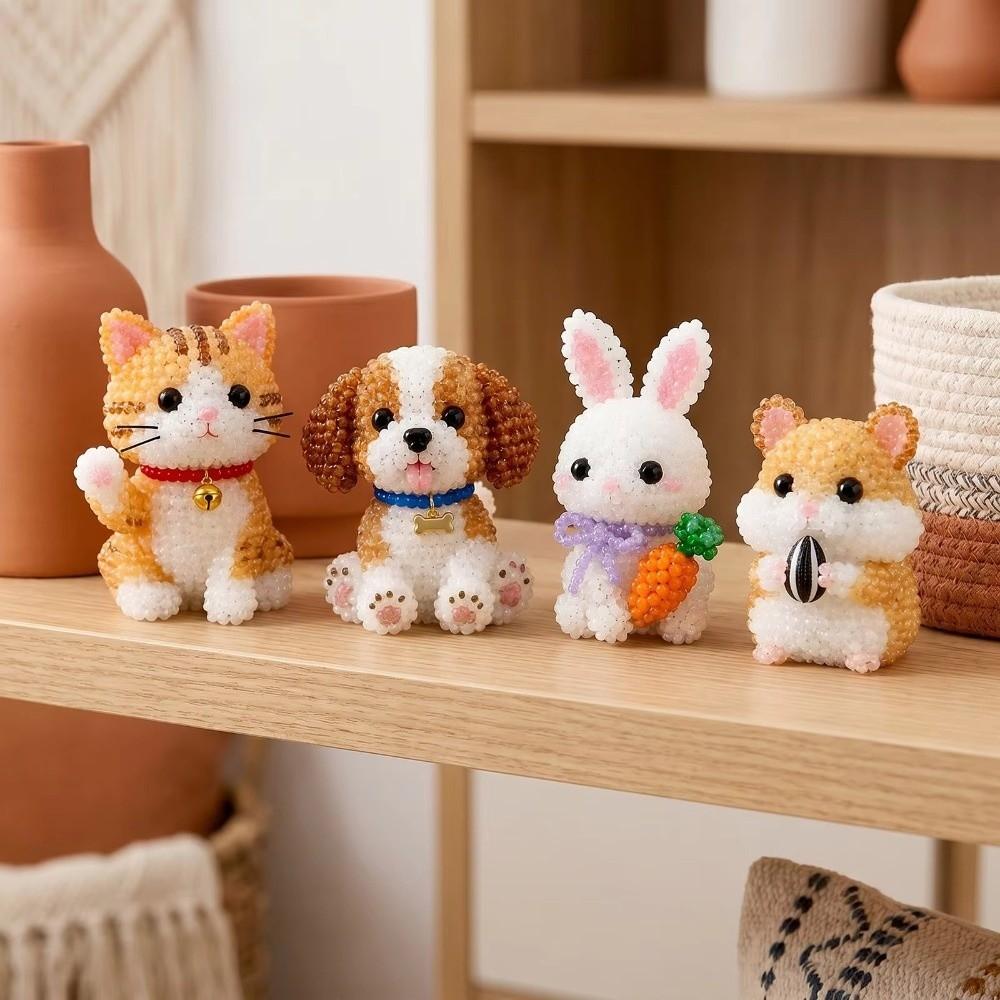 4 pezzi Kit Artigianato con Perline Animali Creativo Kit Tessitura con Perline Nuovo Set Perline Animali Domestici Attività Fai da Te