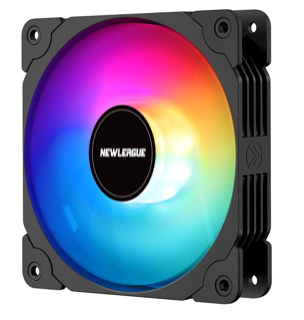 NEWLEAGUE PMW Compatible 120mm ARGB PC Case Fan 5V Sync Compatible 1600rpm White Set FN-12ARGB 3-Pin 3-Piece (1 Black)