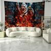Terrifier Horror Wall Tapestry Aesthetic Wall Hanging Printed Fabric Blanket Decorative Tapestries for Bedroom Living Room Home Decor