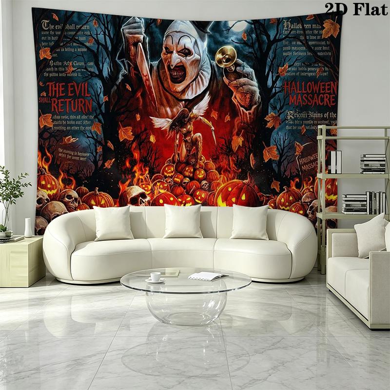 Terrifier Horror Wall Tapestry Aesthetic Wall Hanging Printed Fabric Blanket Decorative Tapestries for Bedroom Living Room Home Decor