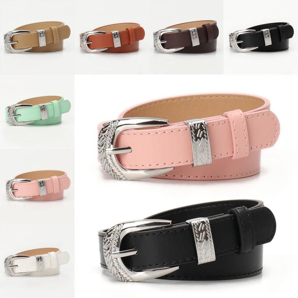 Fashion Womens Faux Leather Belt With Gold Alloy Buckle For Casual And Office Wear