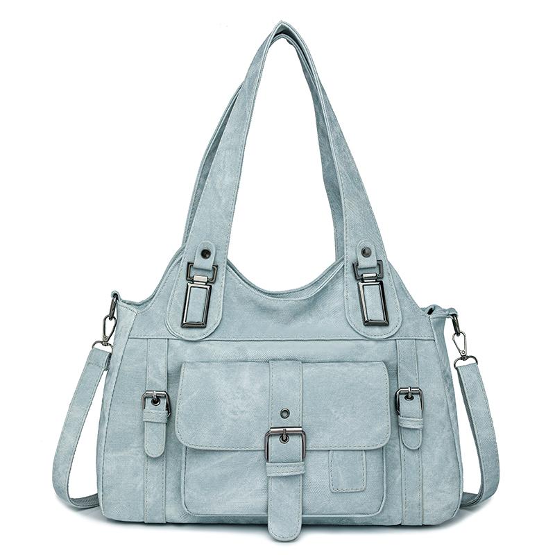 

Большая вместительная сумка-тоут женская сумка через плечо светло-синий