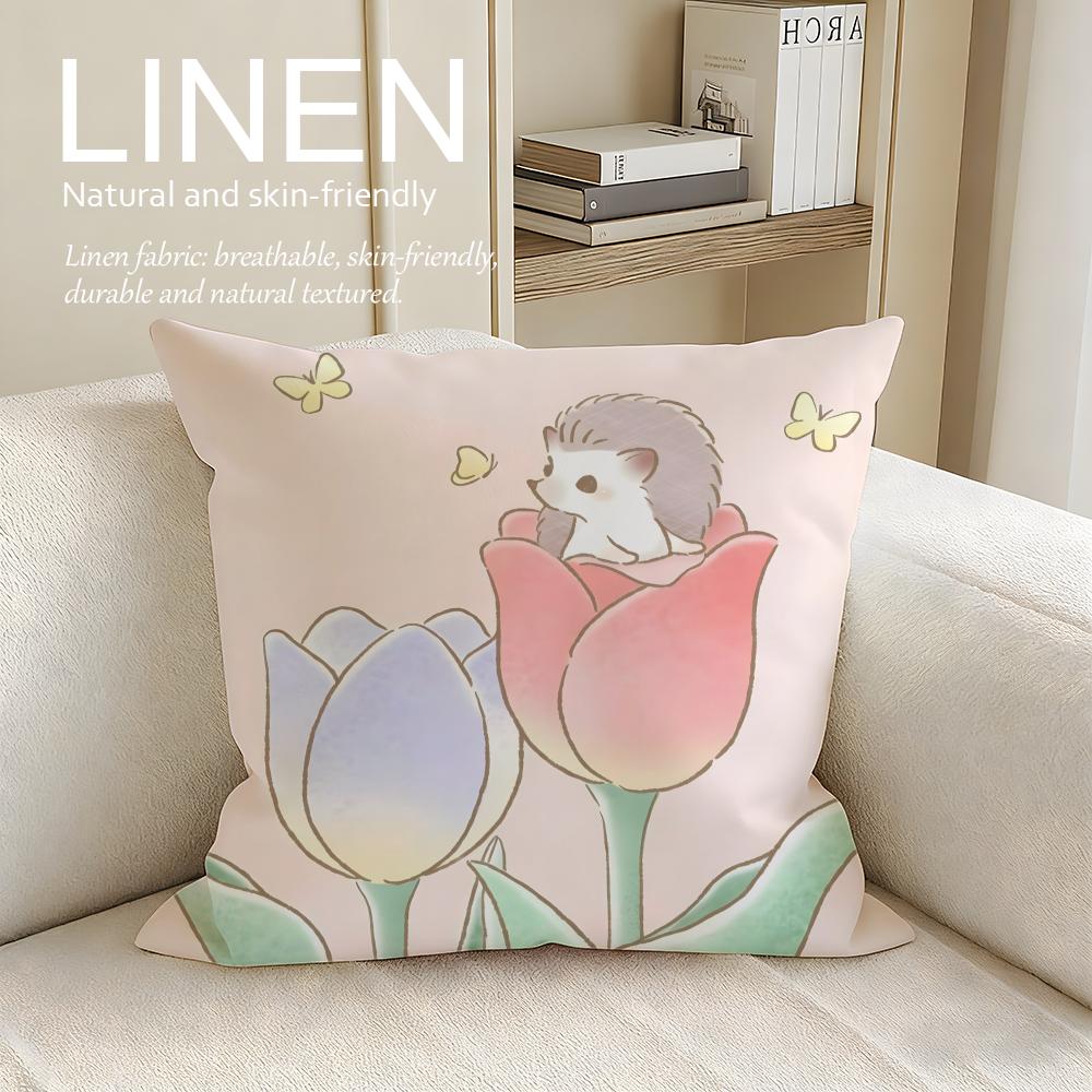 Cute Bokko Hedgehog Cushion Cover Pillowcase Set Pcs x x Breathable Washable Sofa Cushion Cover