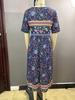 2024 Summer Bohemian Print Women's Maxi Dress with Round Neck and Short Sleeves