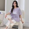 Cotton and silk pajamas women's summer thin round neck short-sleeved cropped pants Korean version Modal soft loose loungewear suit