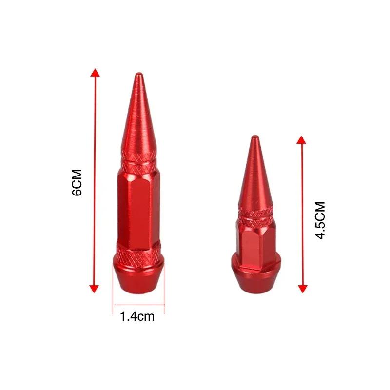 4pcs Car Universal Bullet Head Screws Valve Caps Personalized Modifications Pointed Valve Tips Bicycle and Motorcycle Tires