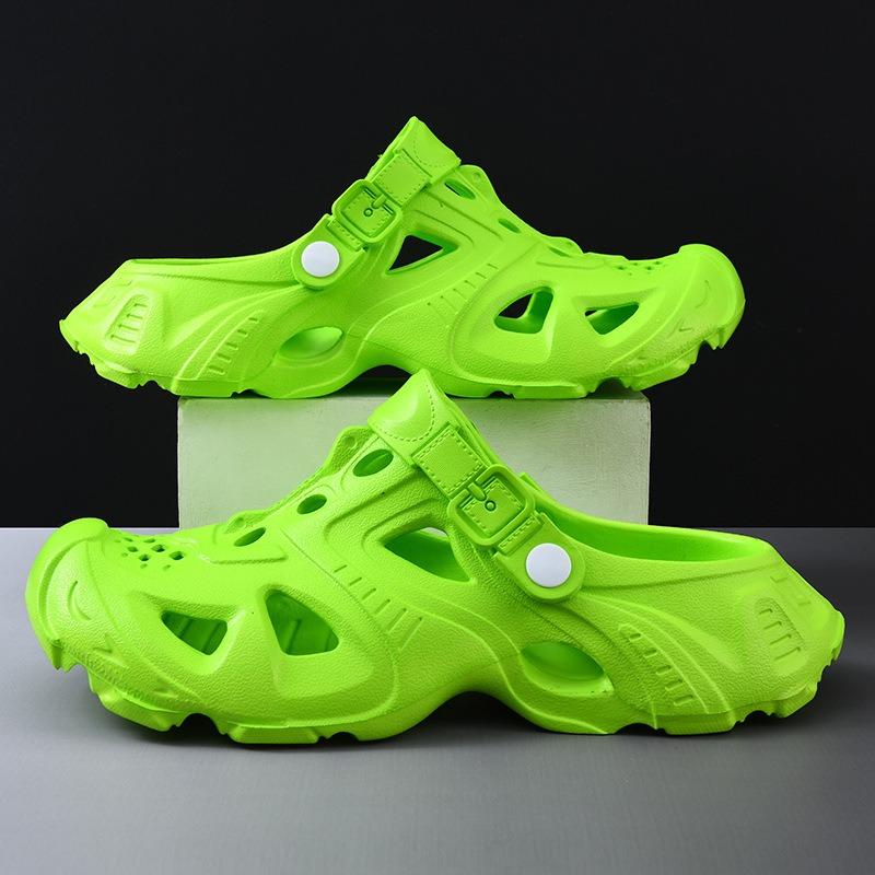 

Beach hole shoes men s summer outdoor driving fishing non-slip slippers summer wear deodorant platform sandals men 44-45 зелёный