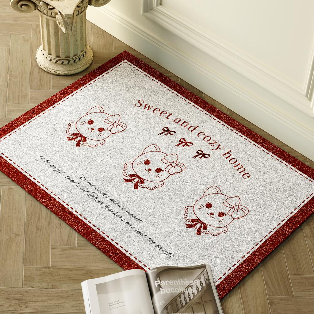 Cute Cartoon Door Floor Mat, Porch Scraping Mud Rubbing Soil Dirt-Resistant Silk Ring Foot Mat, Household Door Can Be Cut Floor Mat