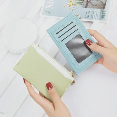 Damen Reißverschluss Münzgeldbörse, 2025 Neu PU Leder Color-Block Kartenhalter Geldbörse