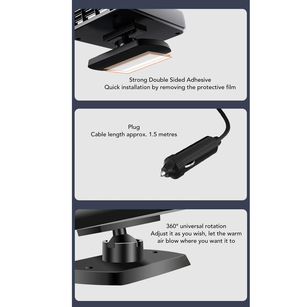 24V Fast Heating Car Heater Dual Speed Adjustable Quick Defrosting Defogging Portable Windshield Heater Ideal Trucks and Vans