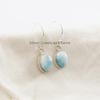 Natural Oval Larimar Earrings, 925 Sterling Silver, Dainty Earring