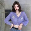 Women's Spring/summer Short Heavy-duty Embroidered Bowknot Thin Sun Protection Long-sleeve Knit Cardigan Top