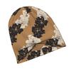 2D Flat Printing Tropical Flowers Chic Floral Brown Black White Stylish Adult Beanie for Layering with Fall Or Winter Outfits Brings Relaxed Charm To