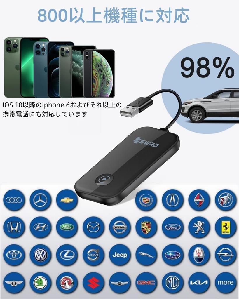 CarPlay Wireless, Adapter, Wired CarPlay Wireless, Dongle, Car Play, WiFi, Automatic Connection, Maps, Music,