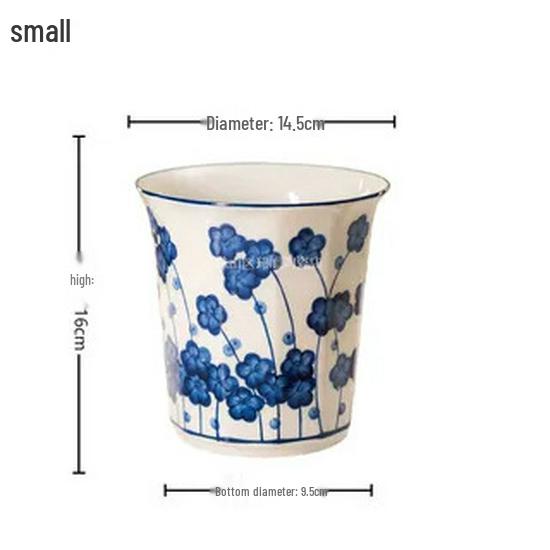 Hand-Painted Blue & White Porcelain Vase - Small Zen Flower Pot